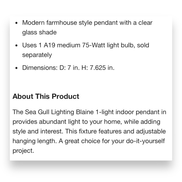 Generation Lighting Blaine 1-Light Satin Brass Hanging Pendant W/ Shade New - Picture 7 of 14